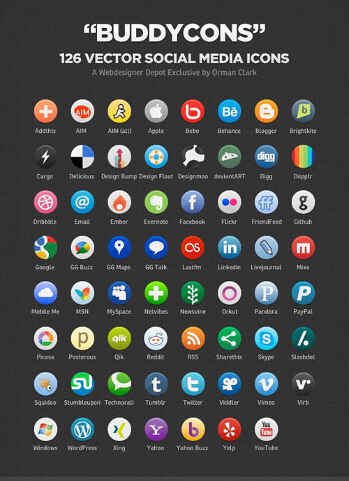 50+ Best Free Social Media Icons Collection | PNG, PSD, HTML/CSS