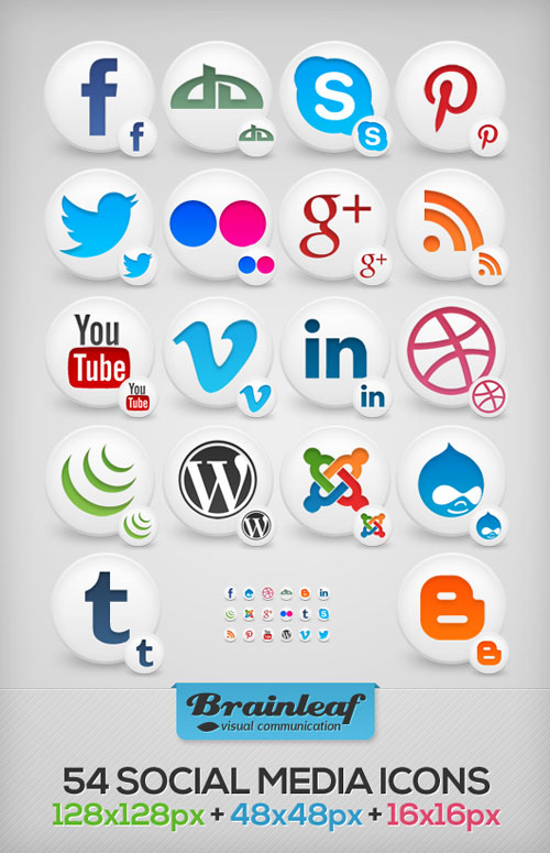 50+ Best Free Social Media Icons Collection | PNG, PSD, HTML/CSS