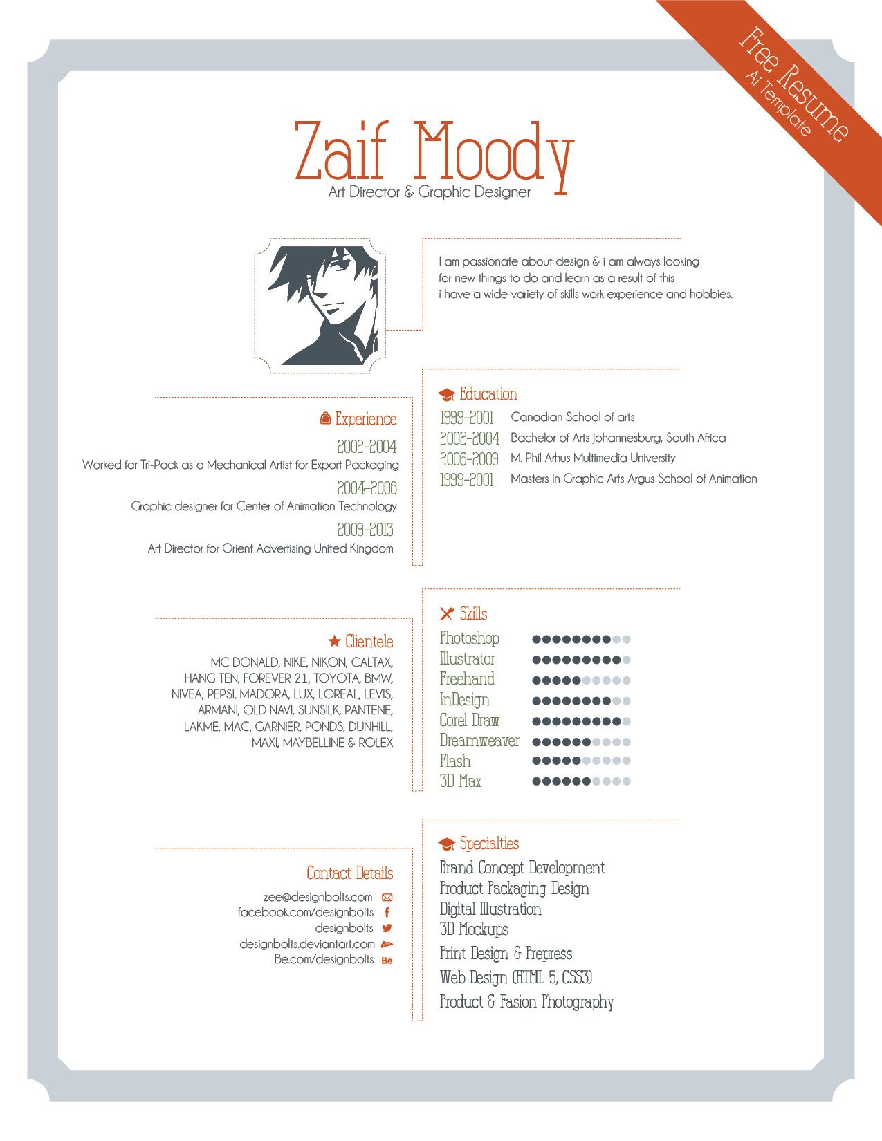 free resume template indesign