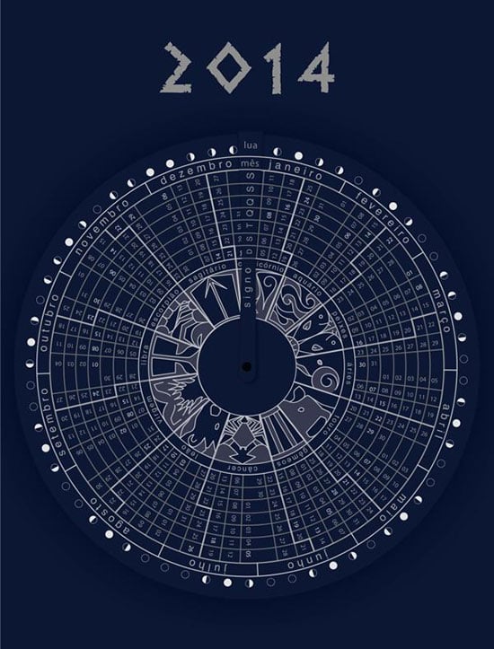 Astrological Wall Calendar 20141 25 New Year 2014 Wall & Desk Calendar Designs For Inspiration