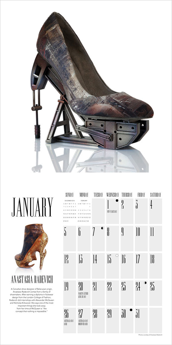 Creative Shoes Calendar 2014 2 25 New Year 2014 Wall & Desk Calendar Designs For Inspiration