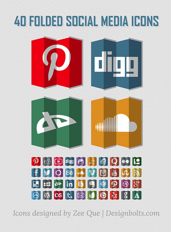 Hexagonal Free Social Media Icons 01 40 Free Folded Social Media Icons