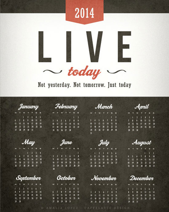 Printable 2014 Calendar design 2 25 New Year 2014 Wall & Desk Calendar Designs For Inspiration