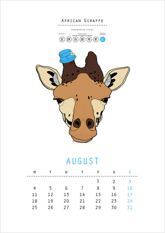 Zoo Animals Calendar 2014 Design 3 25 New Year 2014 Wall & Desk Calendar Designs For Inspiration