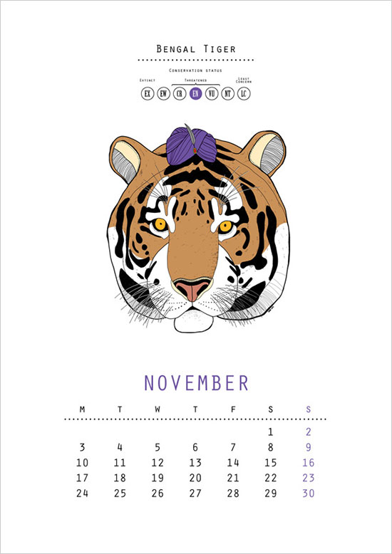 Zoo Animals Calendar 2014 Design 4 25 New Year 2014 Wall & Desk Calendar Designs For Inspiration
