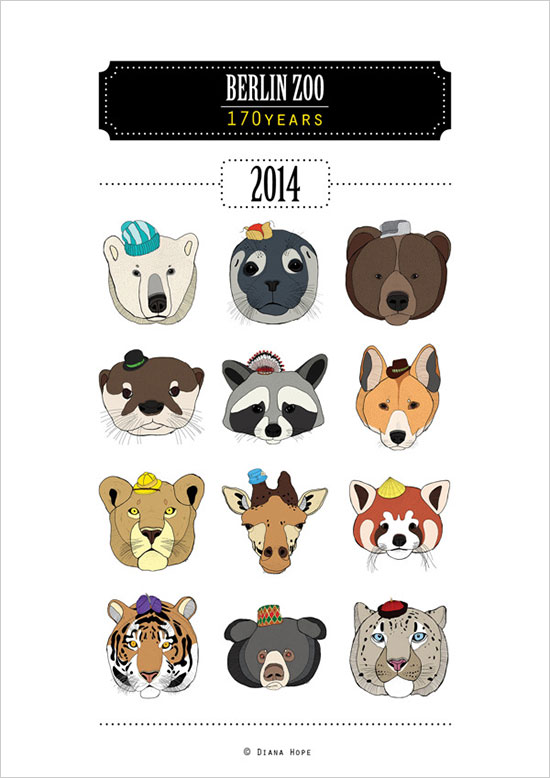 Zoo Animals Calendar 2014 Design 25 New Year 2014 Wall & Desk Calendar Designs For Inspiration