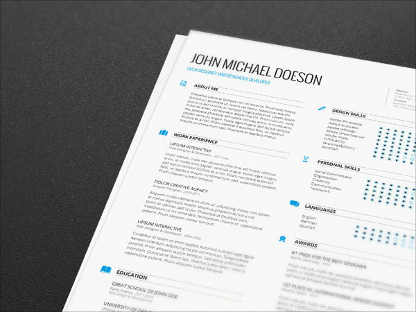 indesign cv resume template free