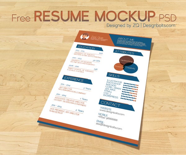 10 best free resume  cv  design templates in ai  u0026 mockup psd  u2013 designbolts