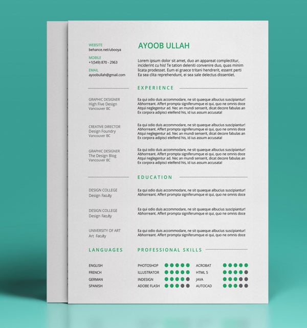 50 beautiful free resume cv templates in ai indesign