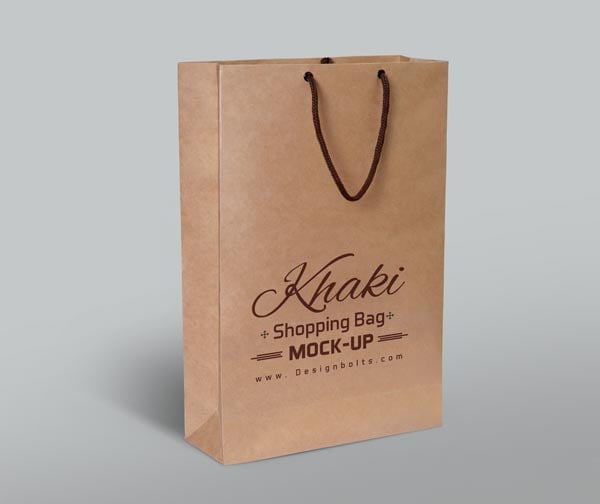 Free Khaki Shopping Bag Mockup PSD