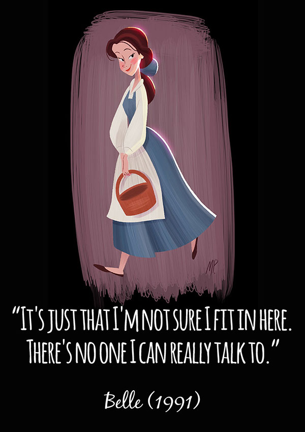 Beautiful Illustrations of Disney Princesses with Inspirational Quotes