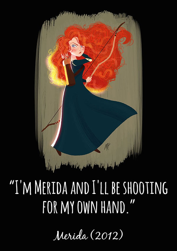 Beautiful Illustrations of Disney Princesses with Inspirational Quotes