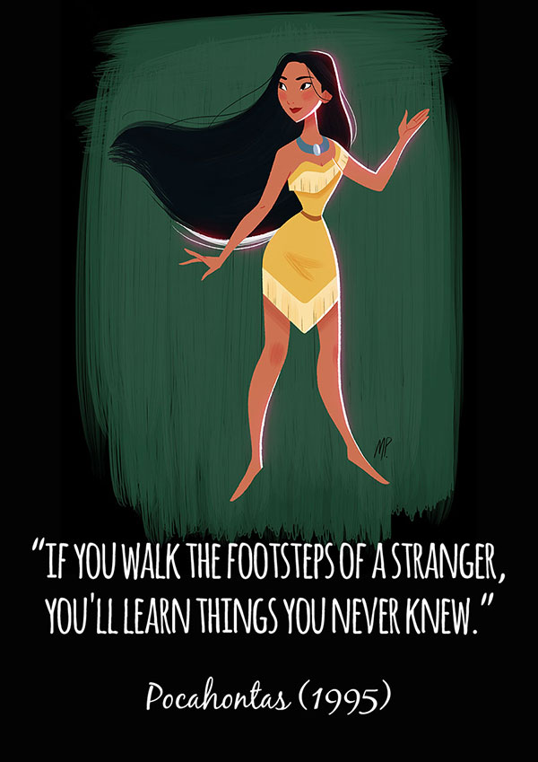 Beautiful Illustrations of Disney Princesses with Inspirational Quotes