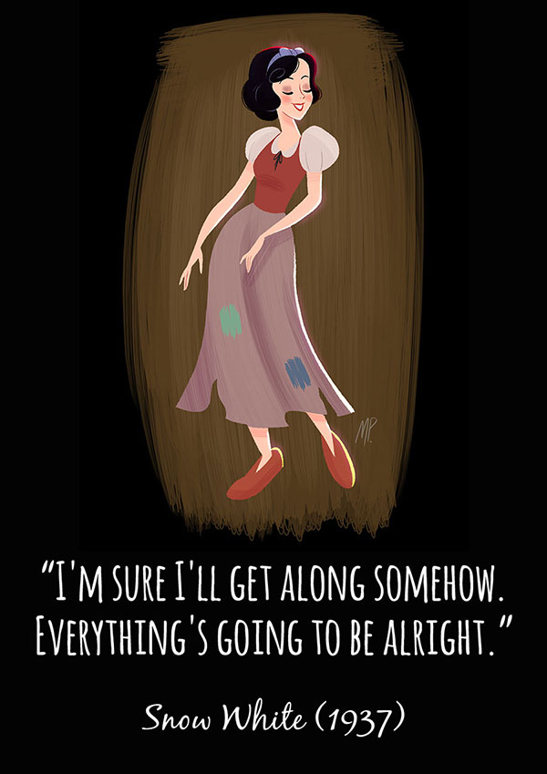 Beautiful Illustrations of Disney Princesses with Inspirational Quotes