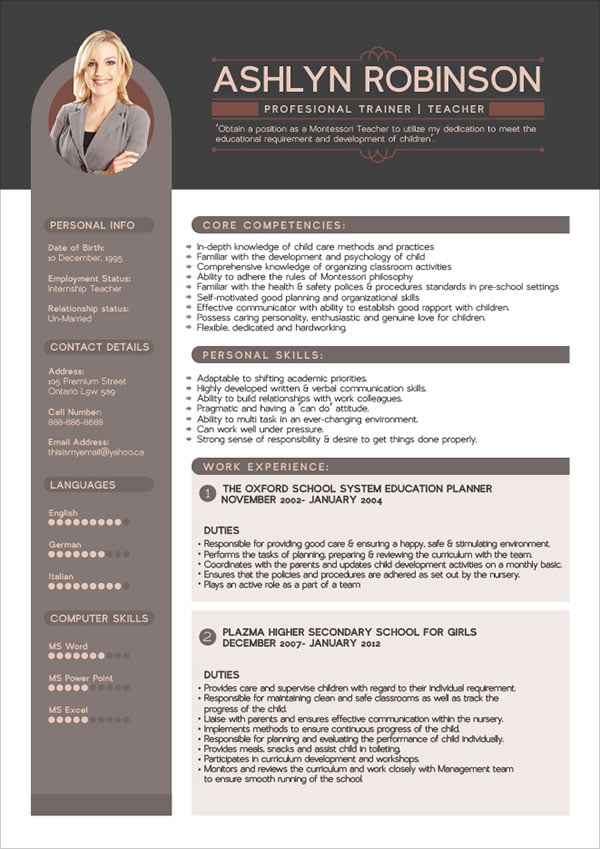 Free Premium Professional Resume CV Design Template with Best Resume Format