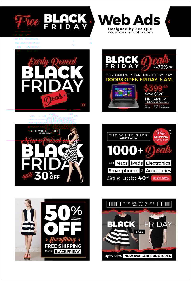 Free Premium Black Friday ( Sales Deals ) Web Ads in Vector Ai Format