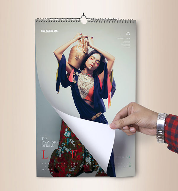 Zodiac Fashion Wall Calendar Design Template 2017 & Mock-up PSD Files