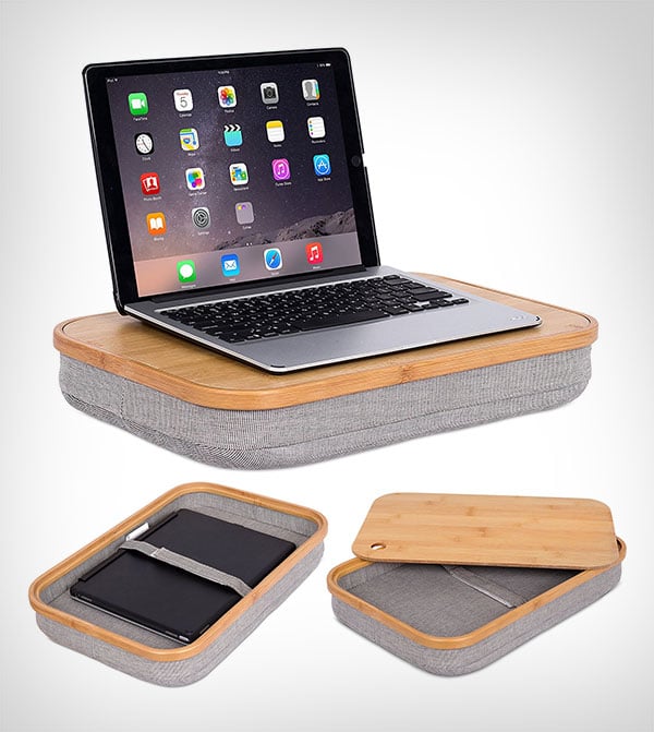 Home Bamboo Lap Desk with Laptop Storage