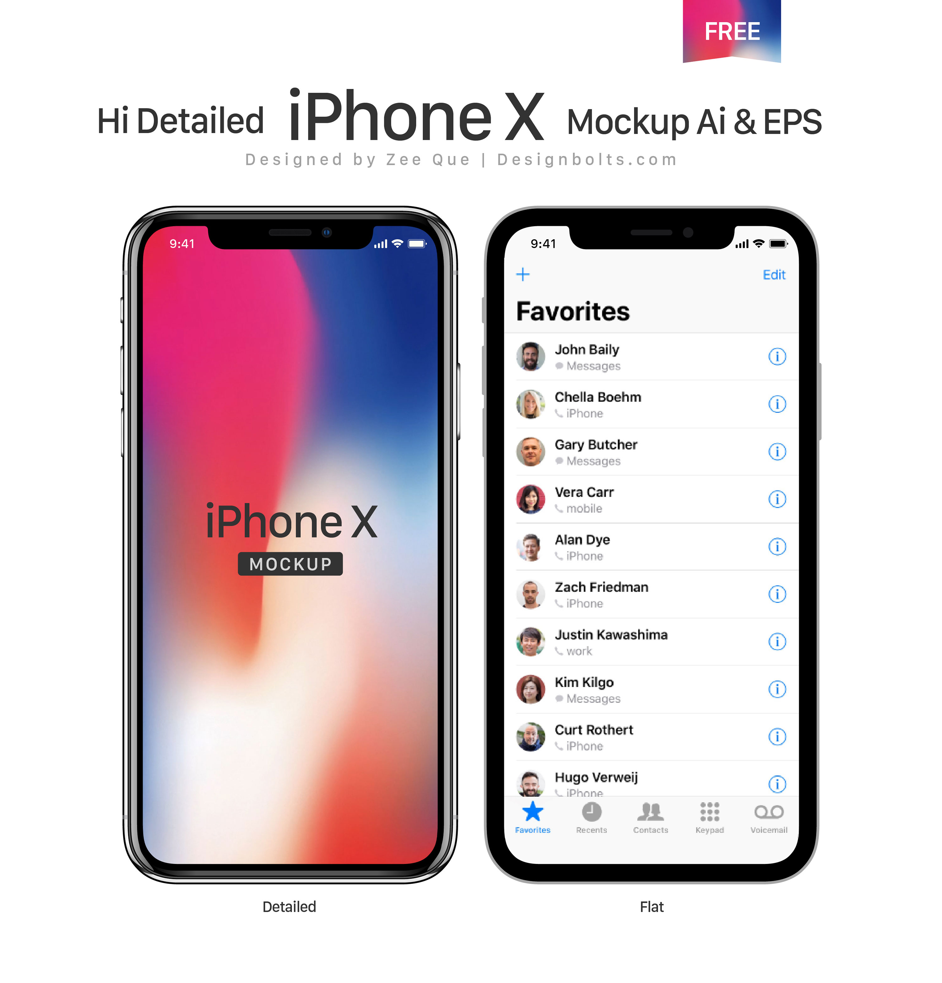 Free Vector Apple iPhone X Mockup in Ai & EPS - Designbolts