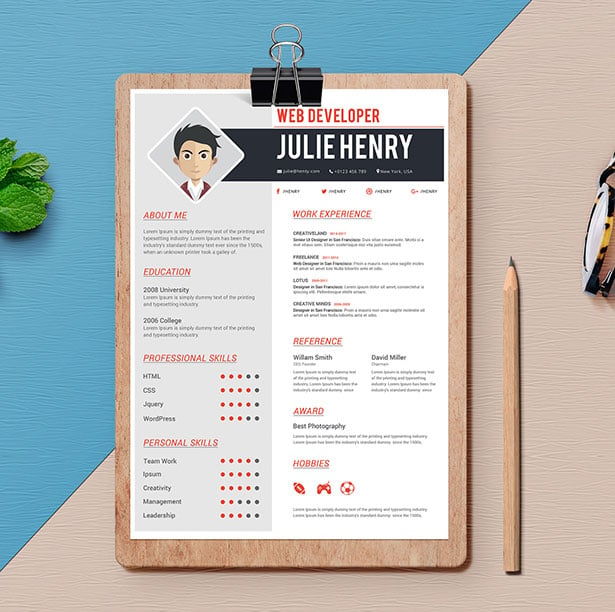 10 free professional resume  cv  template designs 2018 in psd  ai  u0026 word formats