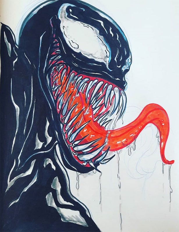 Simple Venom Sketch Drawing 2018 for Kids