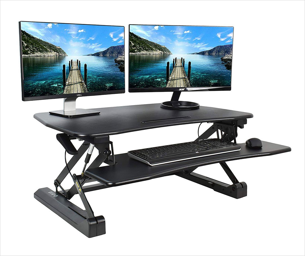 Simple Best Desktop Adjustable Standing Desks with Dual Monitor