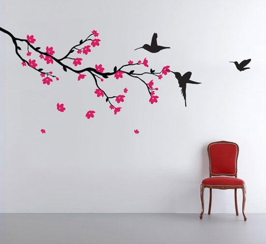 WALL STICKER FLOWER DECAL CHERRY BLOSSOM BIRDS VINYL MURAL ART