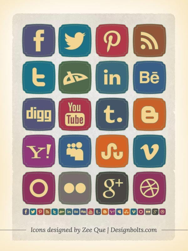 Elegant Social Media Vintage Icons Vintage icons, Social media logos