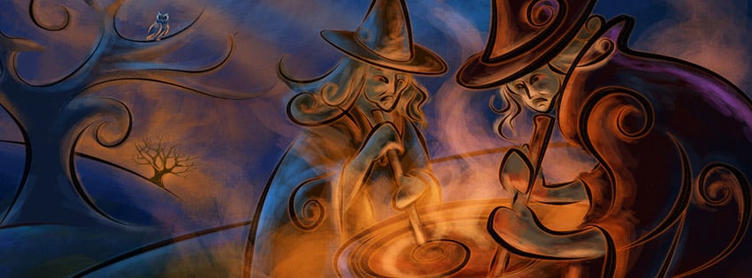 Happy Halloween Witches Soup (Cauldron) Facebook Covers for Timeline.