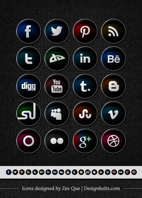 50+ Best Free Social Media Icons Collection | PNG, PSD, HTML/CSS
