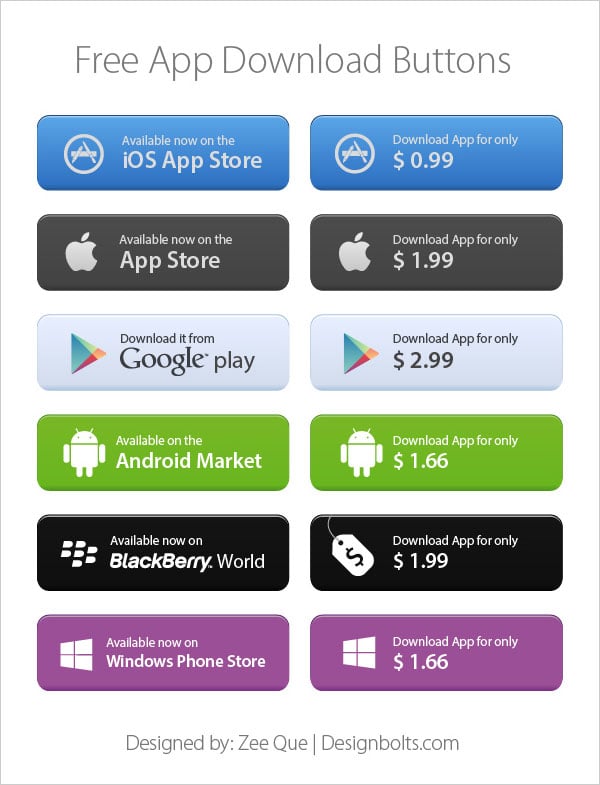 Free App Store / Market Download Buttons PNGs & Vector