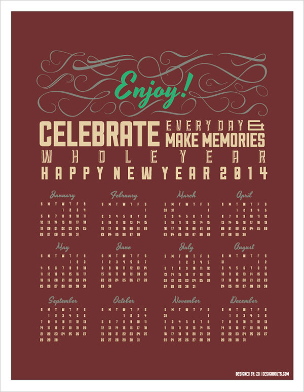 Free-Vector-Printable-Calendar-2014
