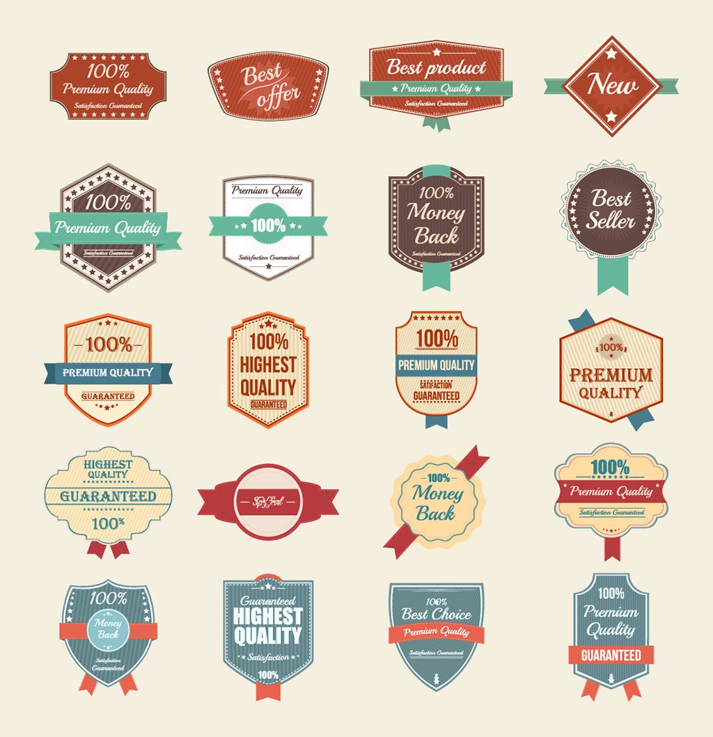Download 100 Free Vector Vintage Badges, Stickers & Stamps in Ai ...