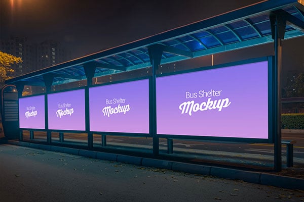 Free-Outdoor-Advertising-Bus-Shelter-Billboard-Mockup-PSD