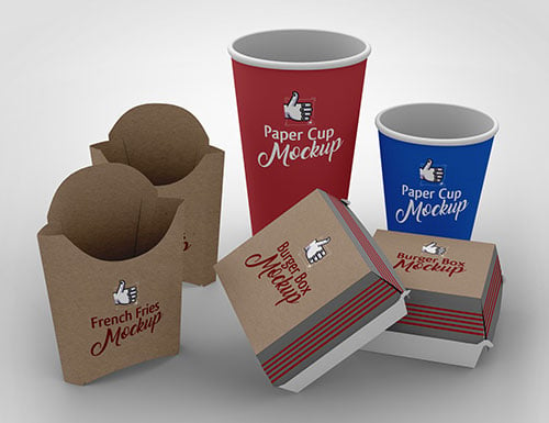 Kraft Paper Large Size Packaging w/ French Fries Mockup - Free