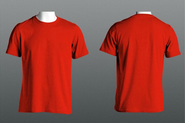 red plain shirt front and back