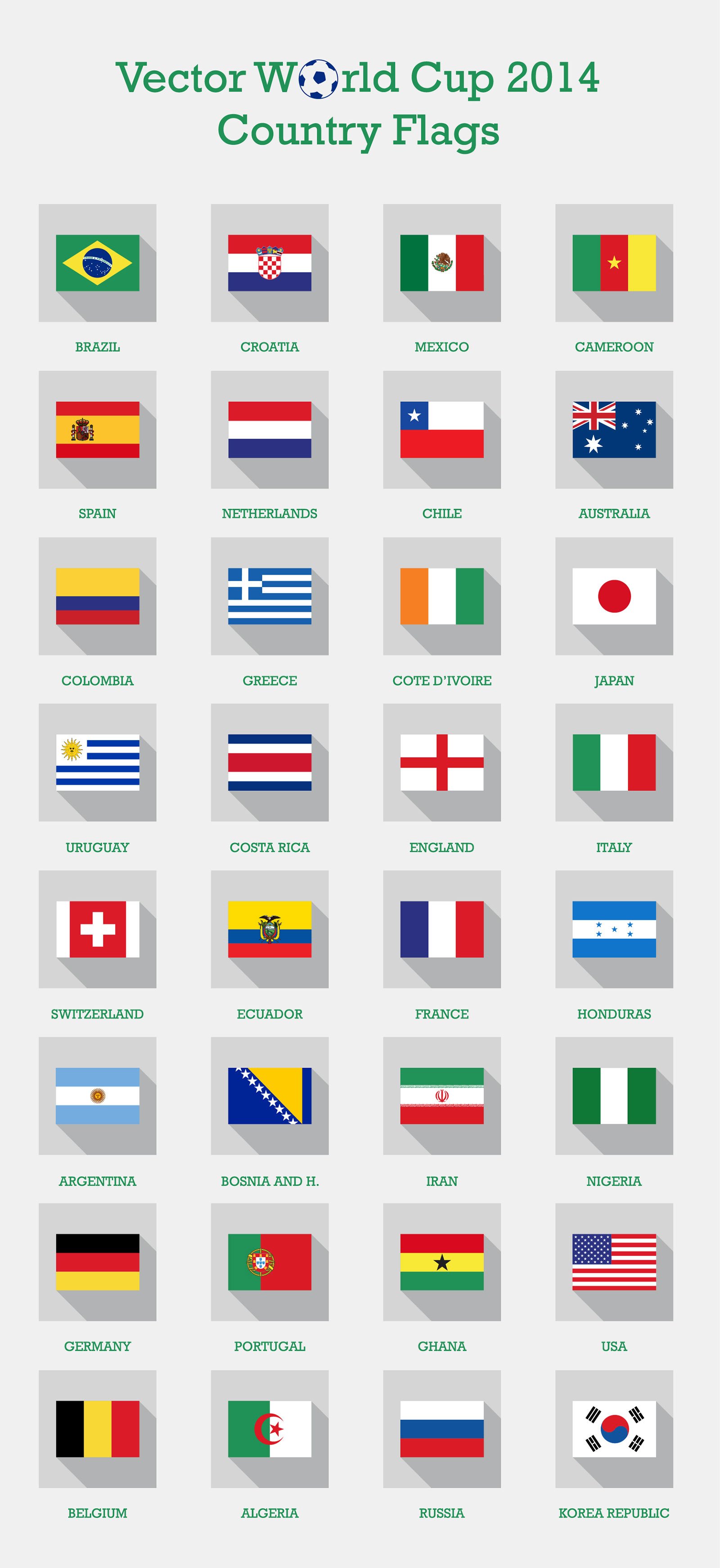 Free Vector Fifa World Cup 2014 Teams Country Flags | PNG Icons, EPS & Ai
