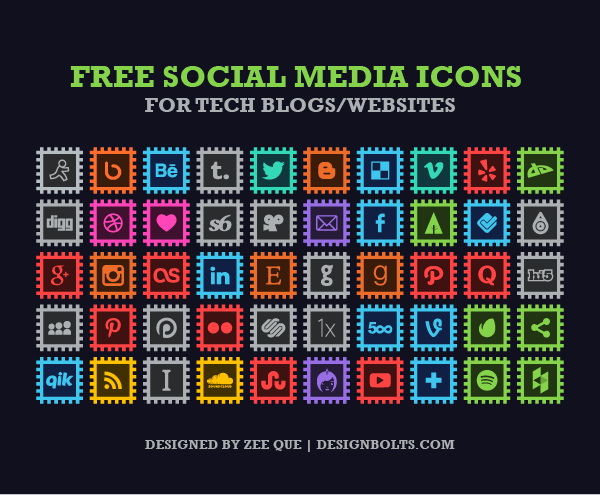 Free Social Media Icons for Tech Blogs & Websites