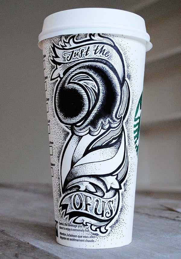 Hand Drawing Lettering Art on Coffee Cups by Rob Draper