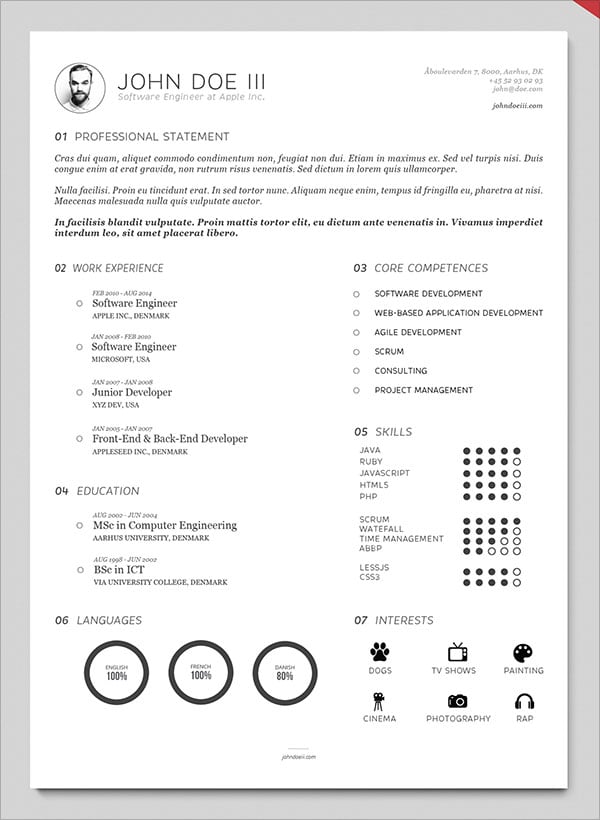 20 Best Free Resume (CV) Templates in Ai, Indesign & PSD Formats