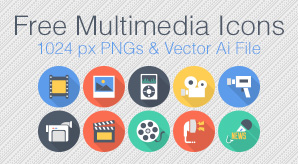 Free-Flat-Long-Shadow-Multimedia-Icons-1024-Px-PNGs-&-Vector-Ai-File