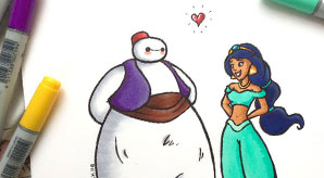 25+-Adorable-Illustrations-of-Big-Hero-6-Baymax-by-Self-Taught-Artist