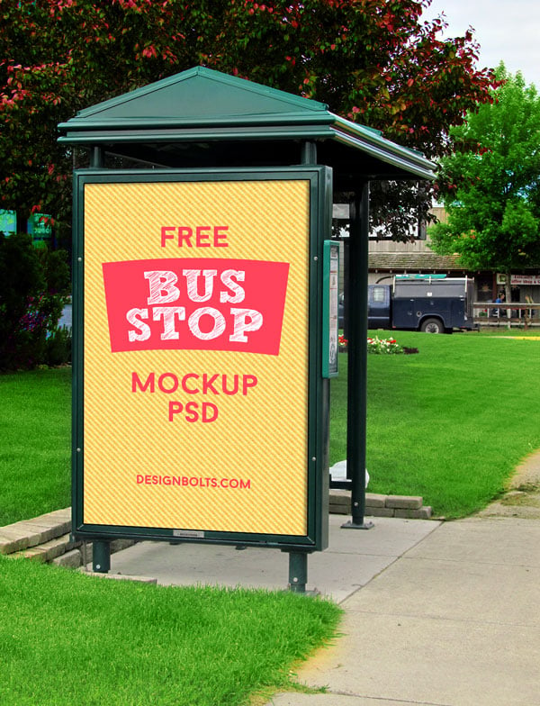 Download 3 Free HQ Outdoor Advertising Bus Stop Mockup PSD Files