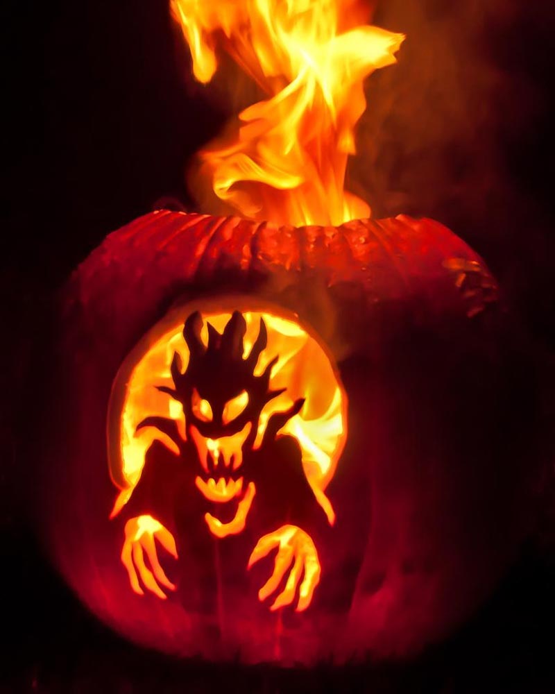 Fire Pumpkin Carving Stencils