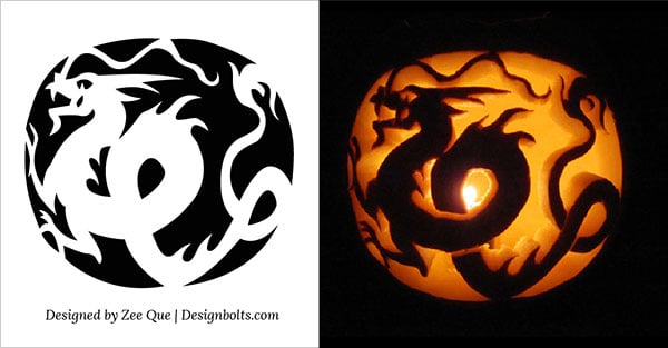 Fire Dragon Pumpkin Carving Stencil - Pumpkin HQ