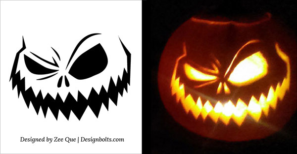 10 Free Printable Scary Halloween Pumpkin Carving Patterns / Stencils ...