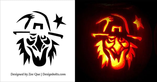 Witch Face Pumpkin Carving Patterns