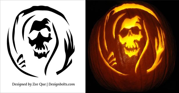Free Halloween Scary Pumpkin Carving Stencils / Patterns / Templates ...
