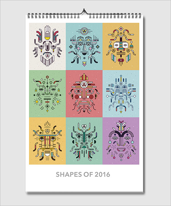Wall-Calendar---Shapes-of-2016