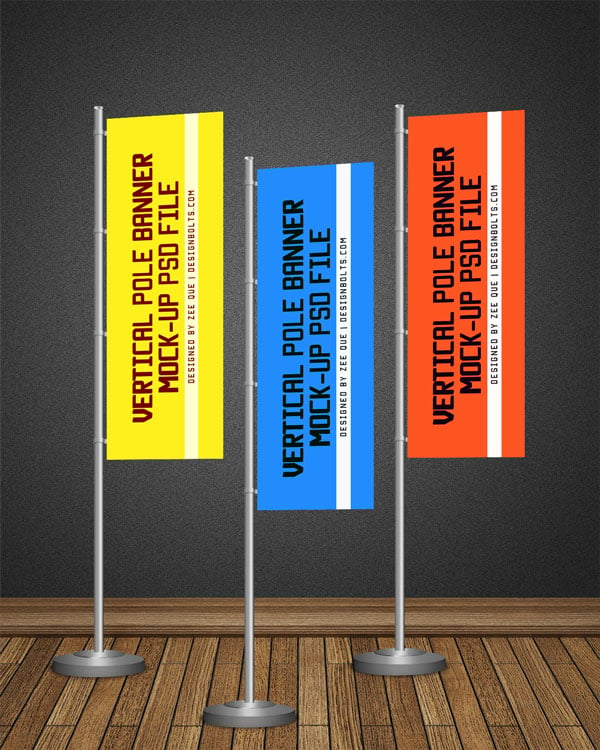 Download Free Pos Vertical Flag Pole Banner Mock Up Psd File